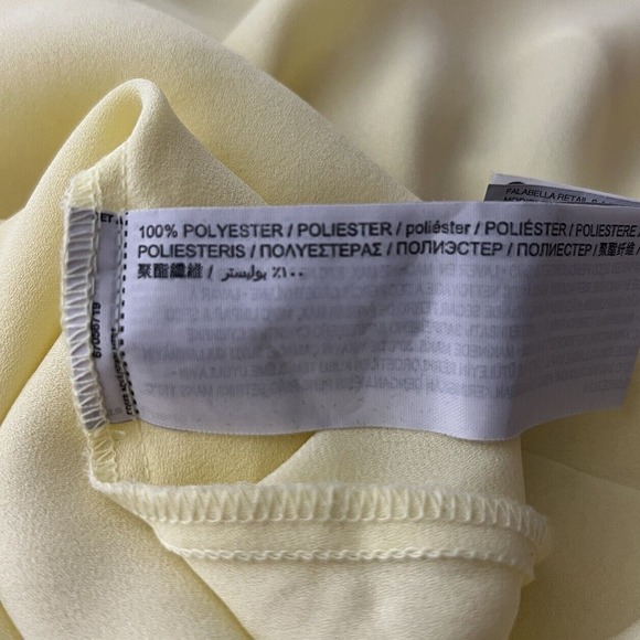 MNG Mango Shirt Womens 6 Yellow Layer Blouse Chiffon Casual Office Spring Easter - Picture 7 of 7